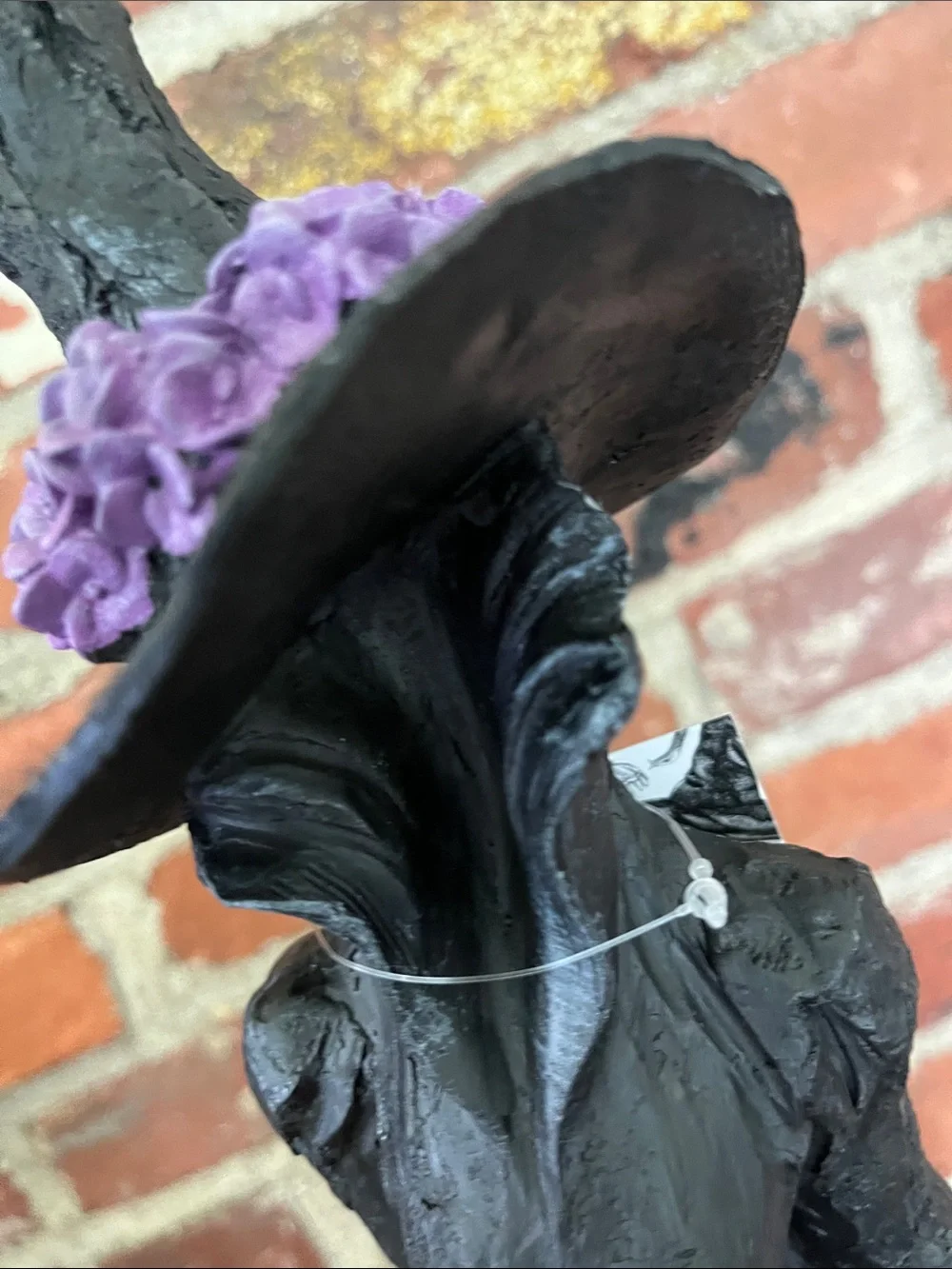 Tahari Black Witch Figurine with Purple Hat Accent